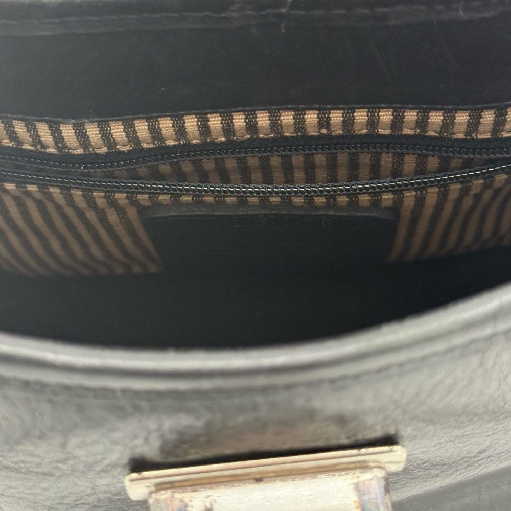 Vintage Style Two-Tone Leather Brighton Collection Shoulder Black & Brown Bag - Picture 12 of 14